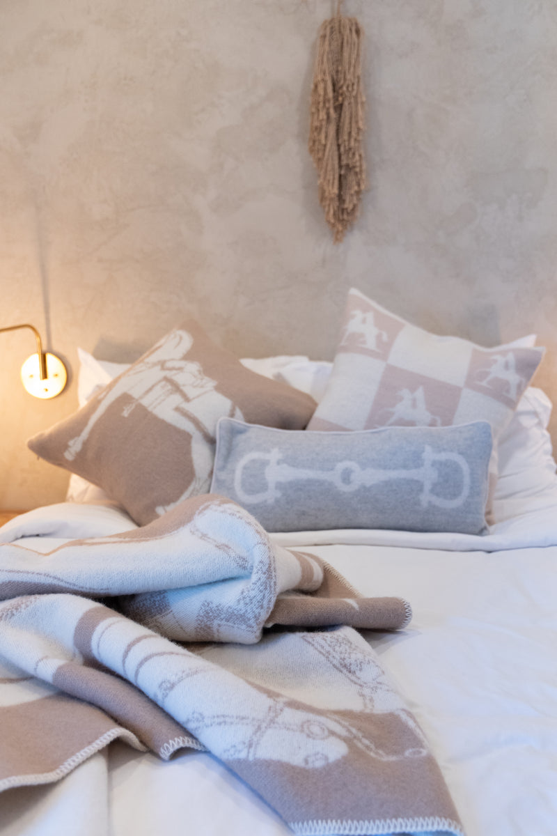 Wool Cashmere Cushion Retro Very Light grey