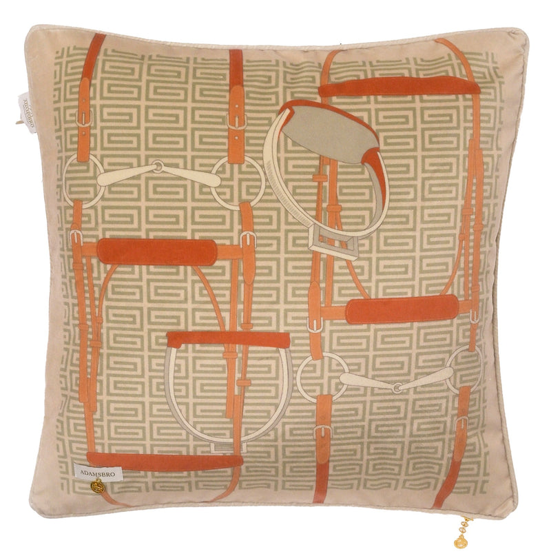 Antique Bridle Cushion in celadon green
