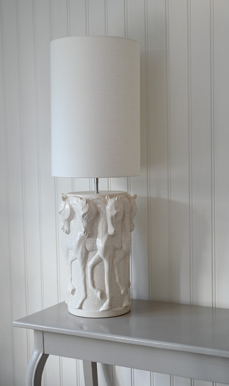 Lamp Stand Dancing Horses Off-white cracked