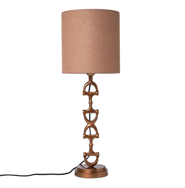 Snaffle Bit Lamp stand Brass including Camel wool shade