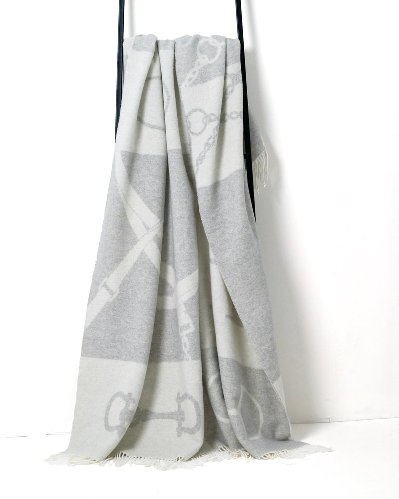 Wool Cashmere Throw Very Light Grey