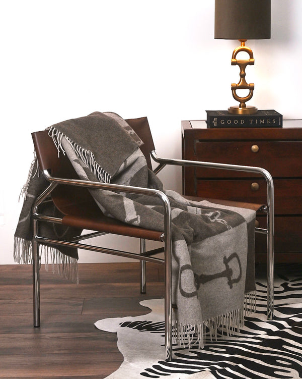 Classic Wool Cashmere Throw Mud & Beige