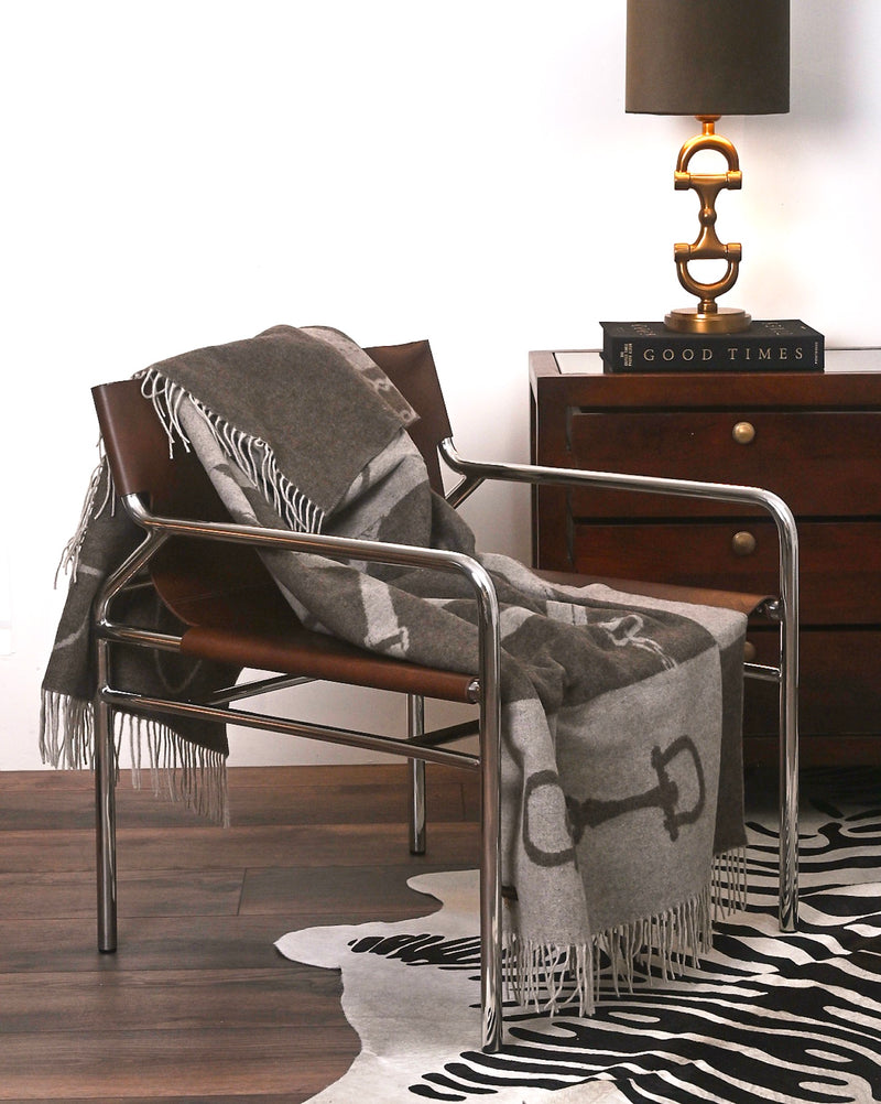 Classic Wool Cashmere Throw Mud & Beige