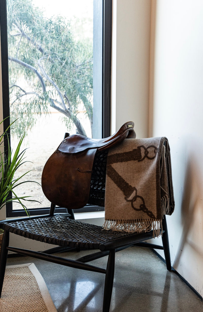 Classic Wool Cashmere Throw Mud & Beige