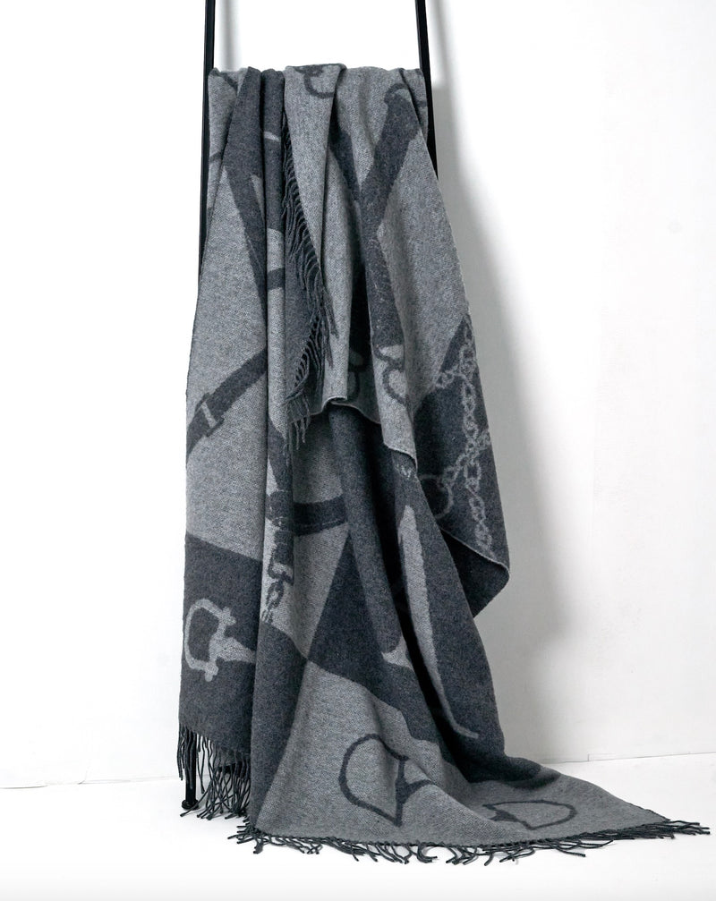 Wool Cashmere Throw Dark grey