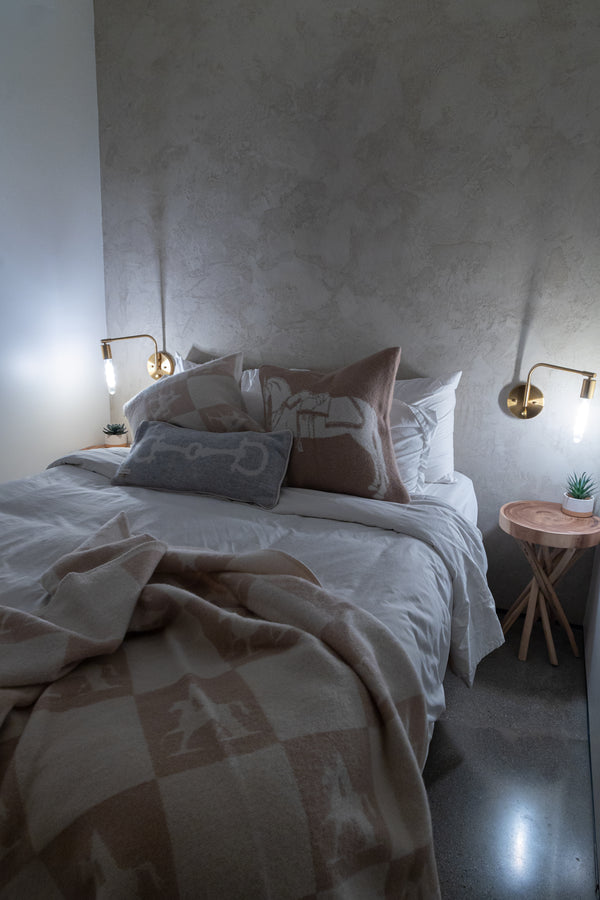 CHECK Throw – 100% New Zealand Lambswool linen beige