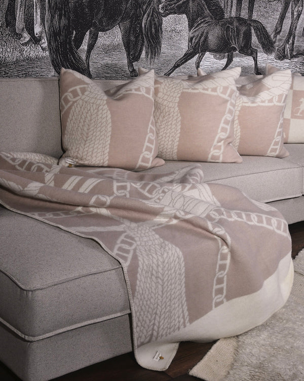 CHAIN Throw – 100% New Zealand Lambswool linen beige