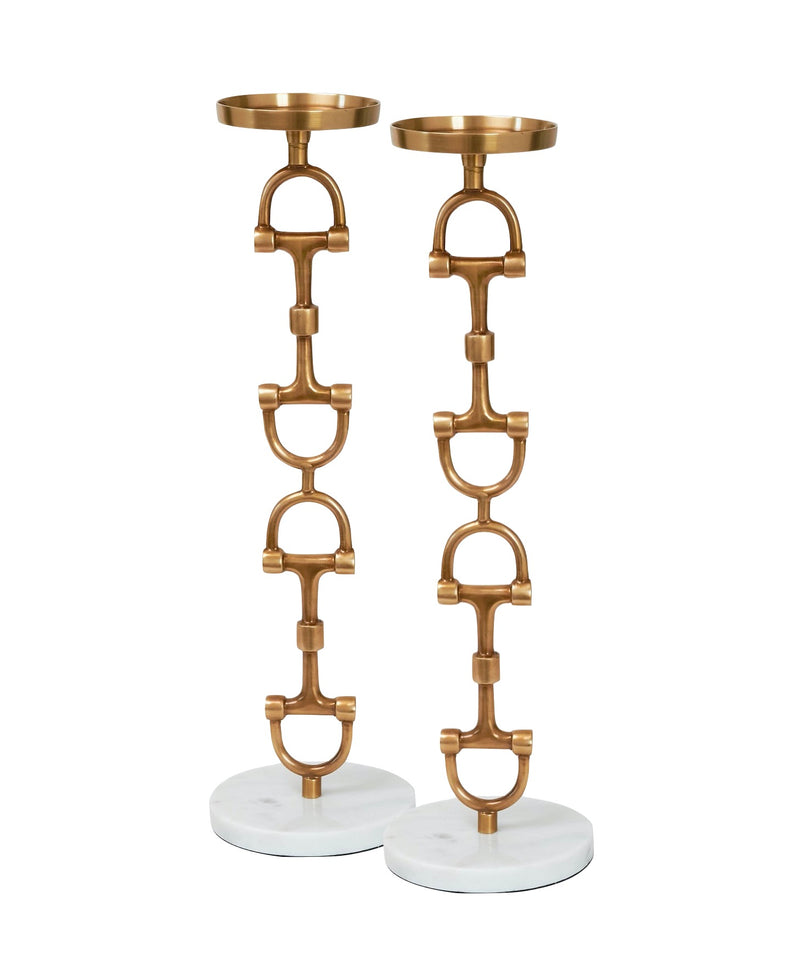 Snaffle Bit Tall Candle holder set brass