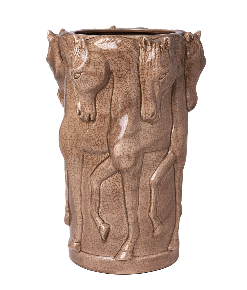 PORTABELLA  CRACK CERAMIC VASE DANCING HORSES