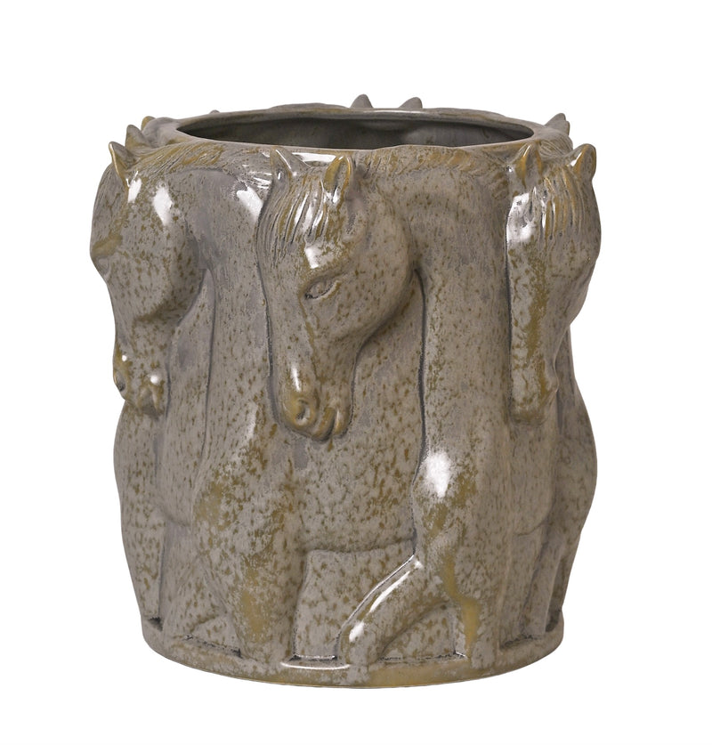 Vase / Flowerpot – Dancing Horses Patina Grey