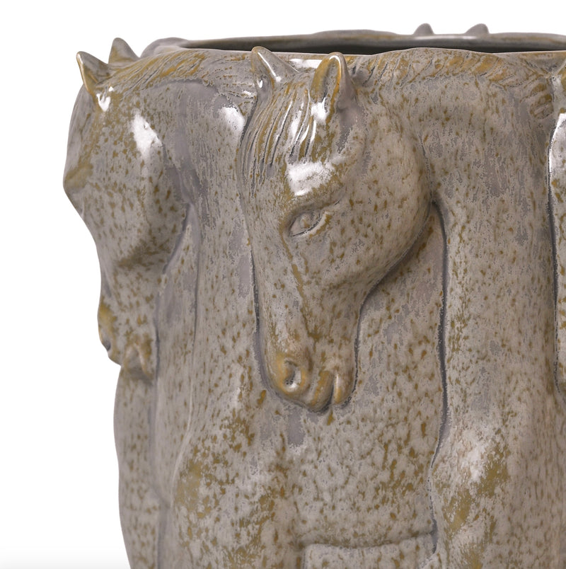 Vase / Flowerpot – Dancing Horses Patina Grey