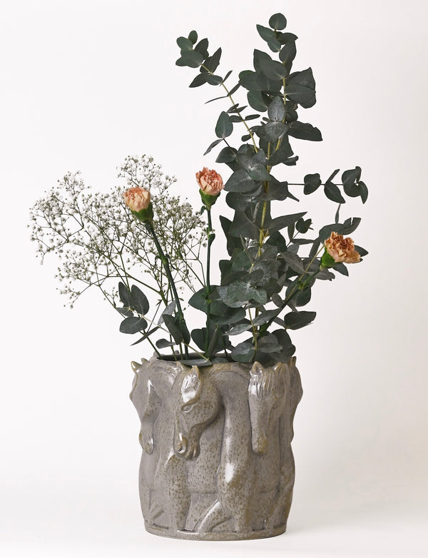 Vase / Flowerpot – Dancing Horses Patina Grey