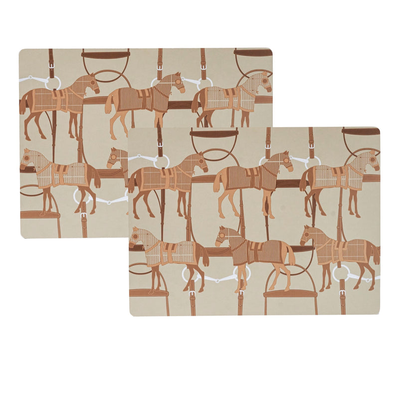 TABLE COASTER IN WOOD 6 HORSES 2-set