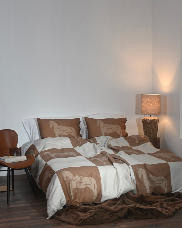 Horse Check Duvet Cover King Size 240 X 220 cm