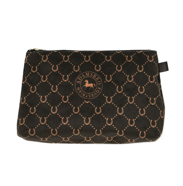 Soft Velvet Toiletry Bag – Brown Horseshoe Design