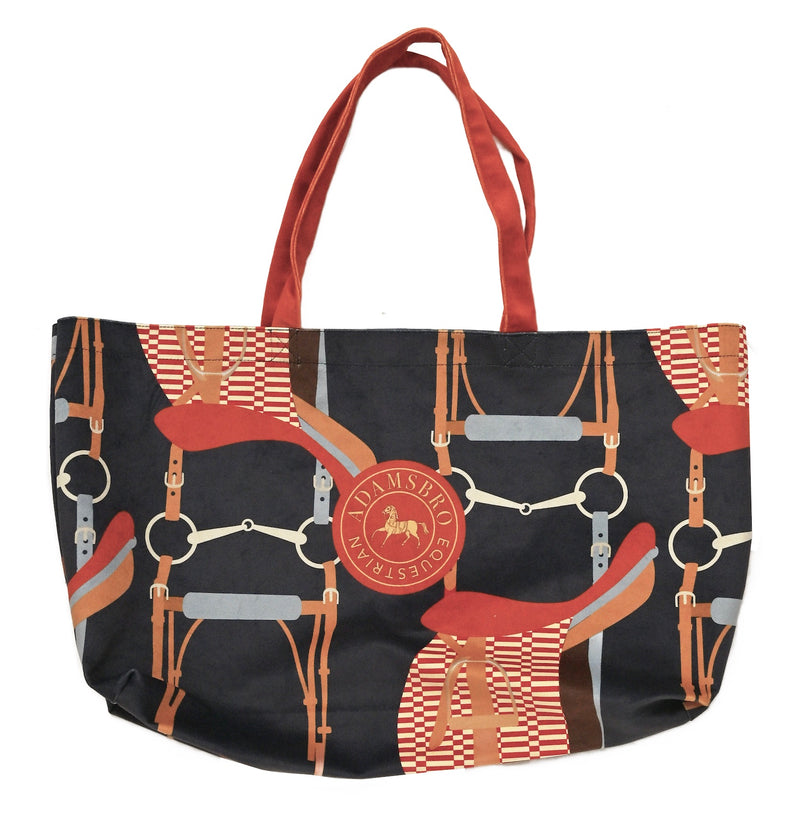 Soft Velvet Shopping Bag – Navy Bridle Design