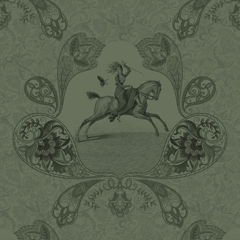 17-09-025-62/P WALLPAPER SAMPLE PAISLEY FOREST GREEN