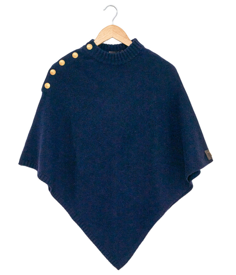 Solid Poncho Cashmere Navy