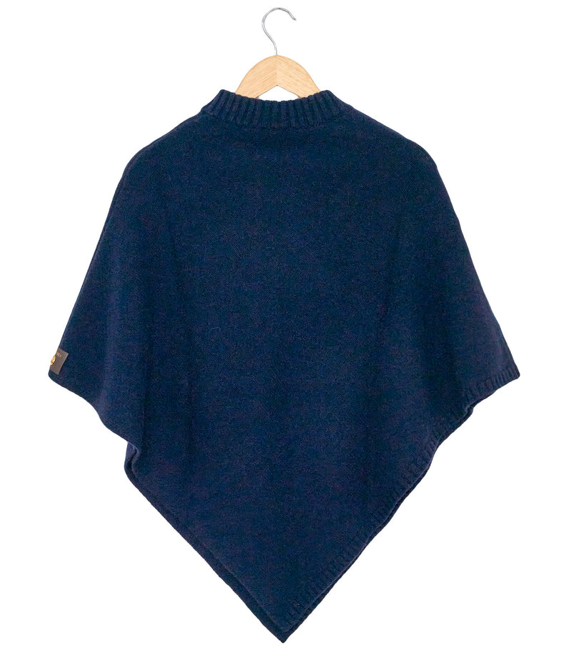 Solid Poncho Cashmere Navy