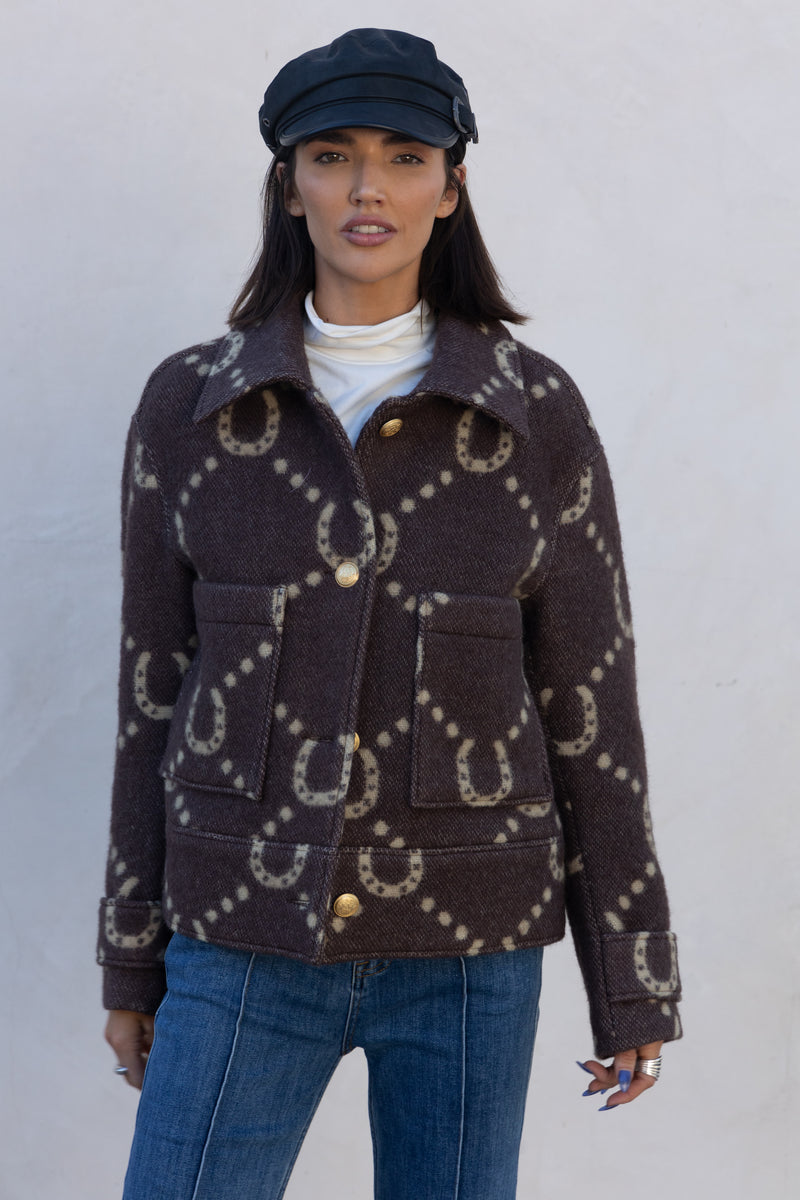 ADAMSBRO Horseshoe Blanket Jacket – Brown & Camel