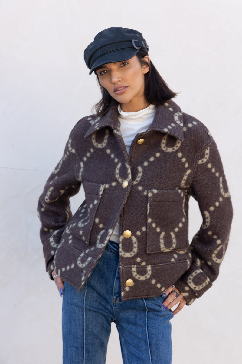 ADAMSBRO Horseshoe Blanket Jacket – Brown & Camel