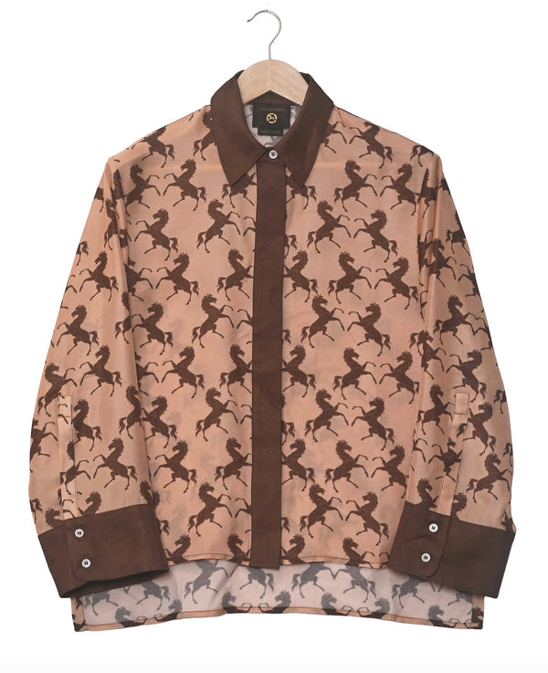 SATIN Shirt Galloping Horse