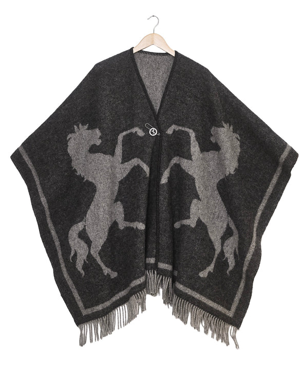 Poncho Horse Lambswool Grey
