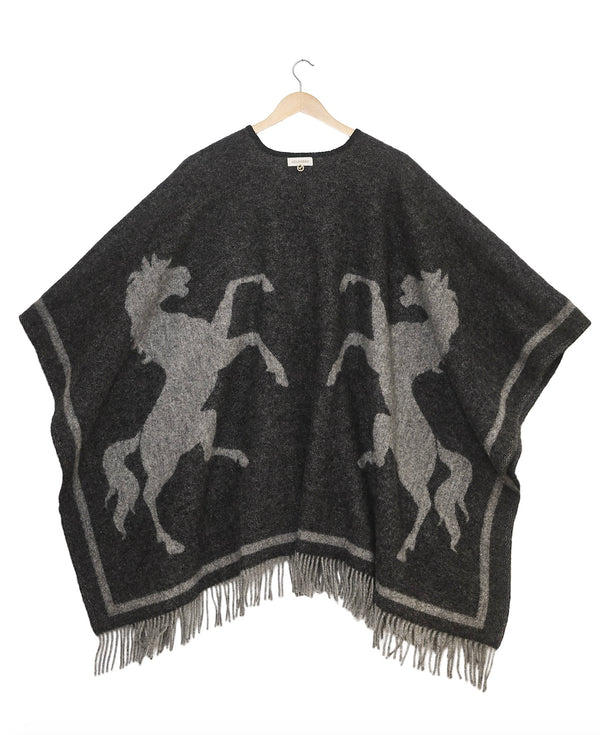 Poncho Horse Lambswool Grey
