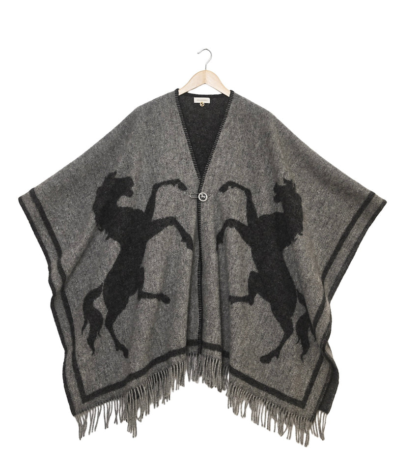 Poncho Horse Lambswool Grey