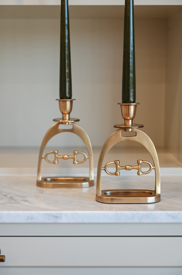 BRASS Snaffle Bit Candleholder Set