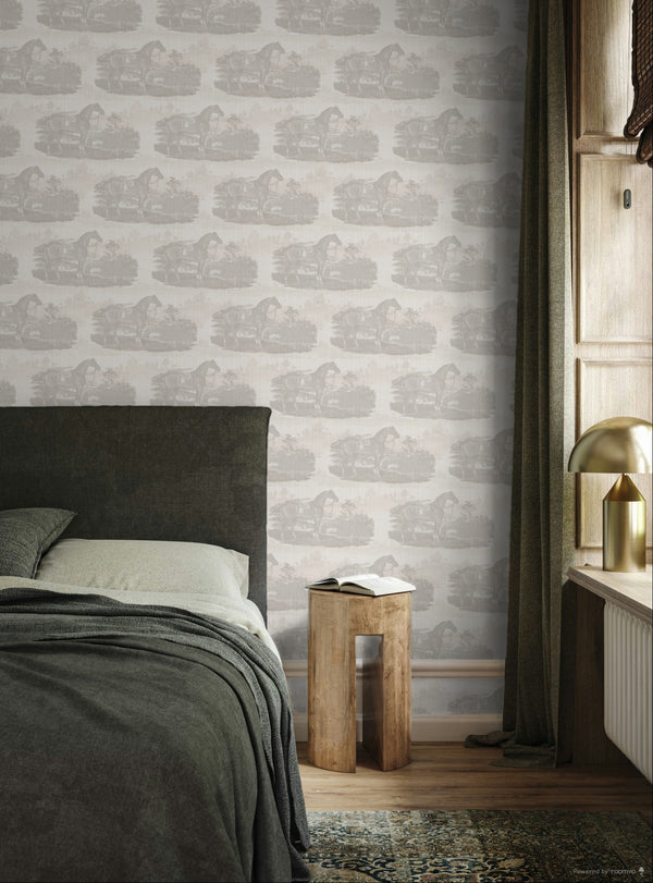 17-09-023-00 ADAMSBRO WALLPAPER HORSE TOILE OFF-WHITE
