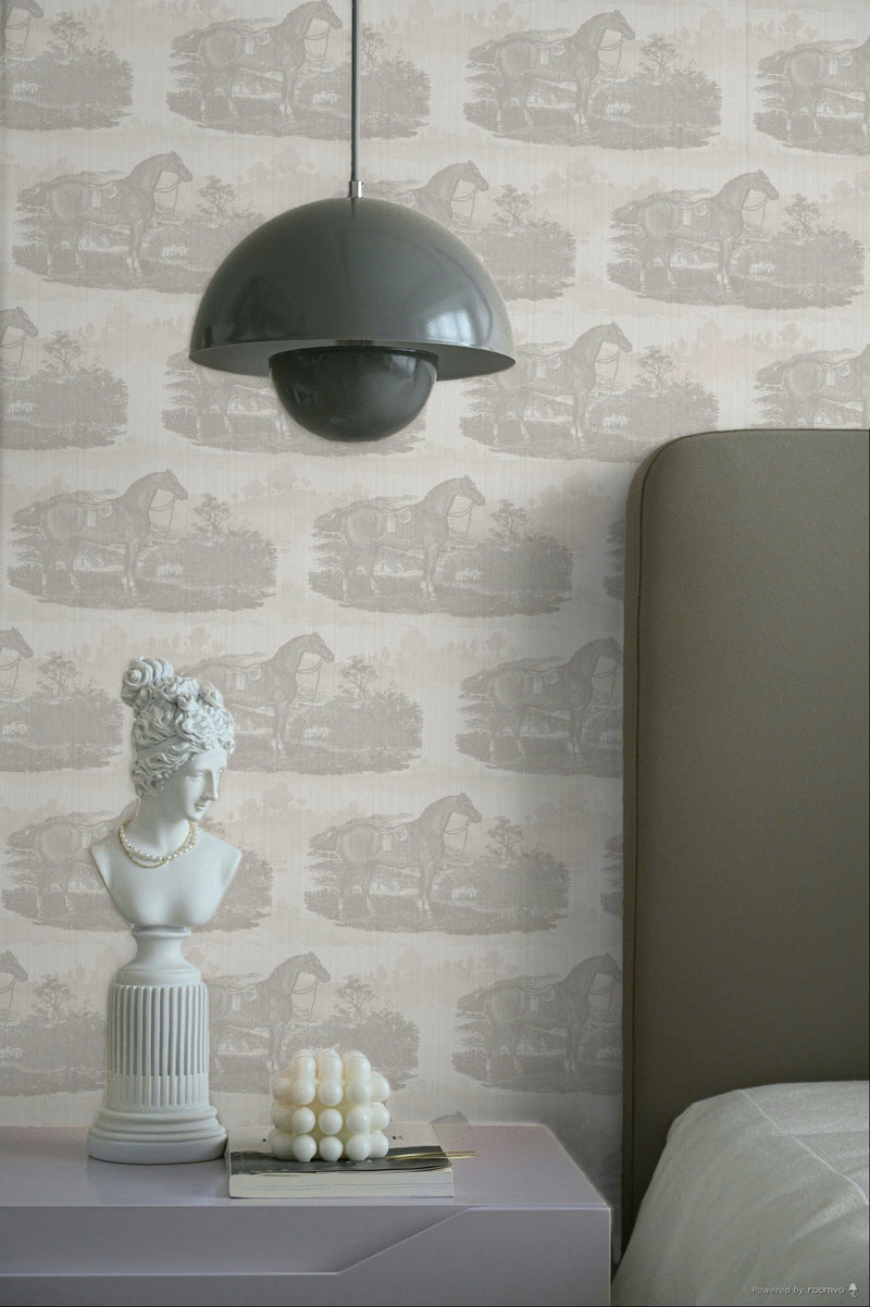 17-09-023-00 ADAMSBRO WALLPAPER HORSE TOILE OFF-WHITE