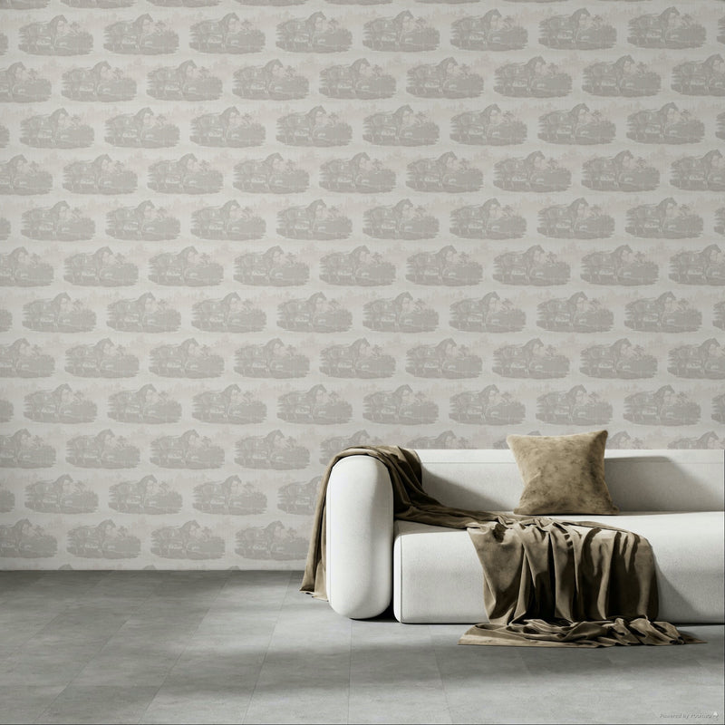 17-09-023-00 ADAMSBRO WALLPAPER HORSE TOILE OFF-WHITE