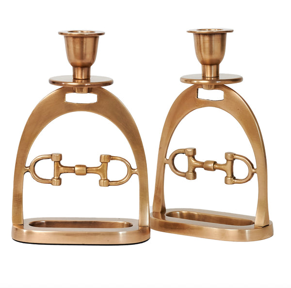 BRASS Snaffle Bit Candleholder Set