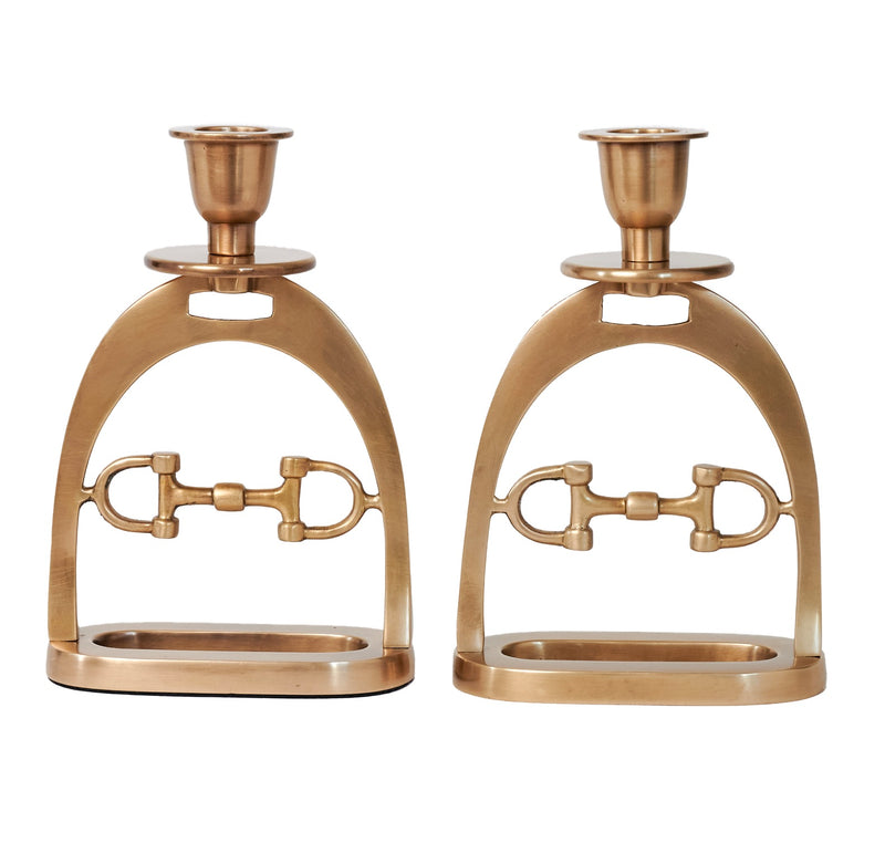BRASS Snaffle Bit Candleholder Set