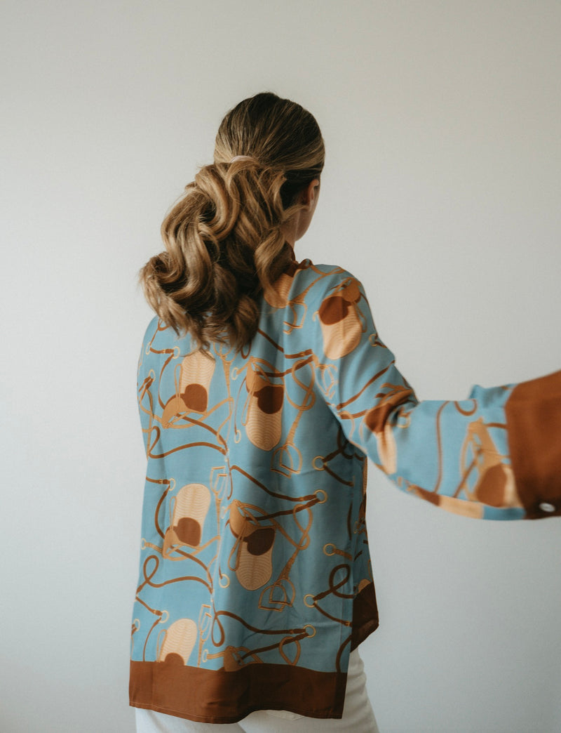 SATIN Shirt Saddle Denim Blue