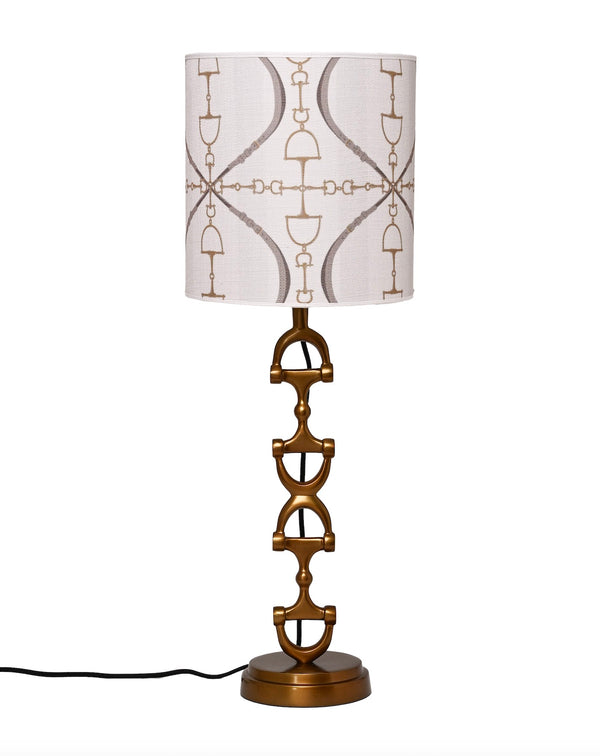 Snaffle Bit Lamp stand  Brass including Off-white Linnen Bite Luxury Lampshade