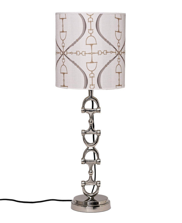 Snaffle Bit Lamp stand Silver Including off-white Bite Luxury lampcover