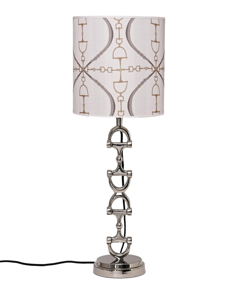 Snaffle Bit Lamp stand Silver Including off-white Bite Luxury lampcover