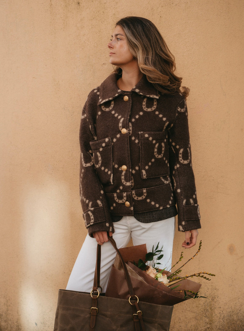 ADAMSBRO Horseshoe Blanket Jacket – Brown & Camel