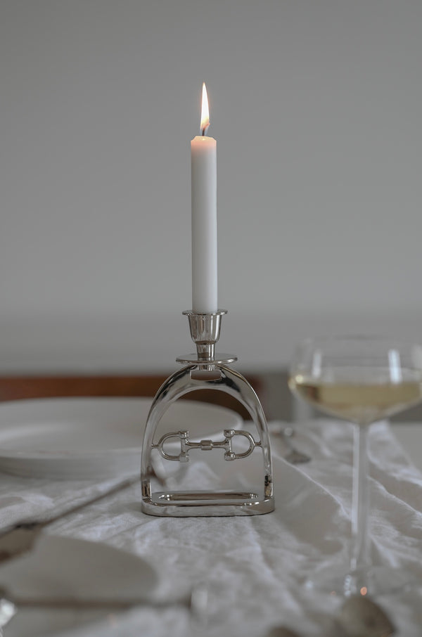 Silver Snaffle Bit Candleholder Set