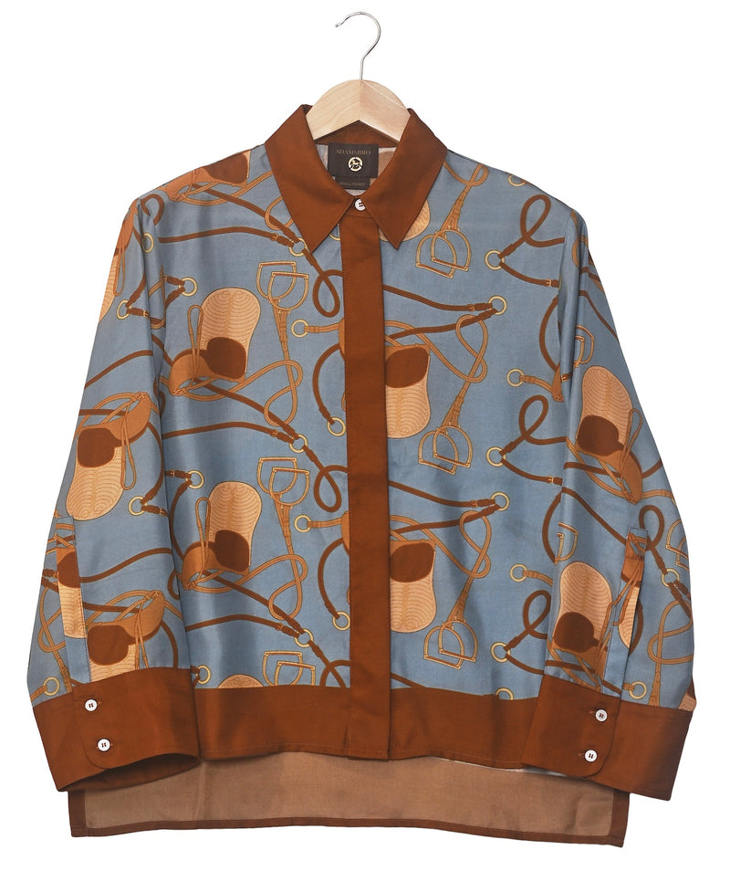 SATIN Shirt Saddle Denim Blue
