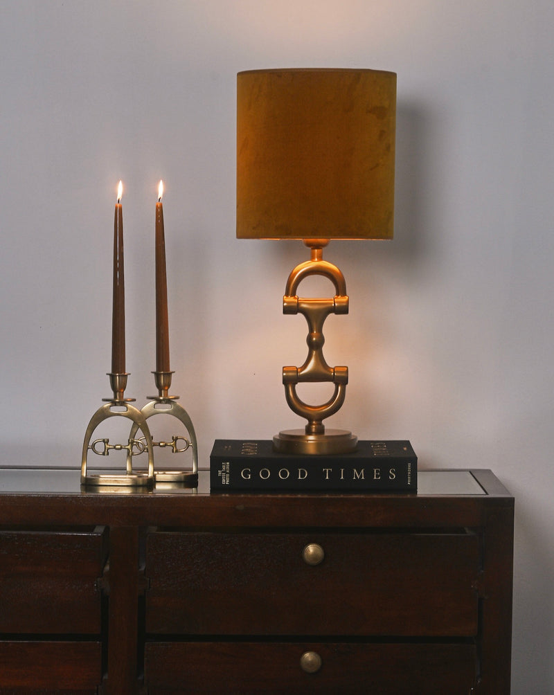 BIT Lamp stand Brass including Golden Mustard lamp shade.