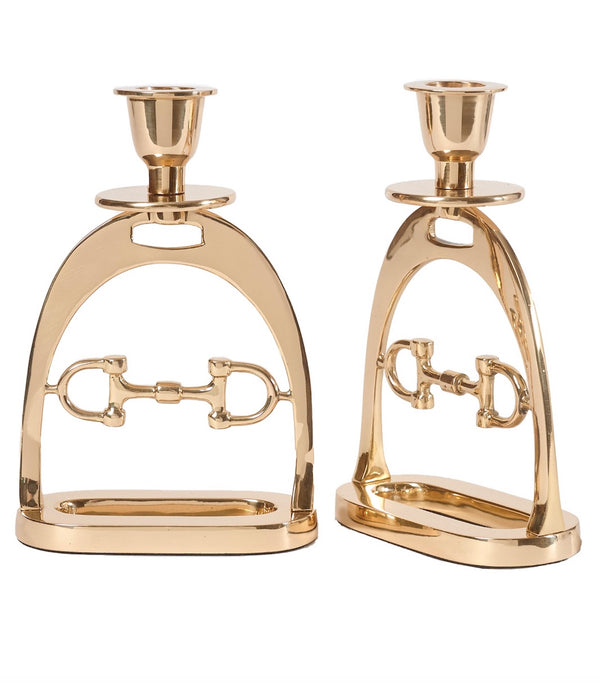 GOLD Snaffle Bit Candleholder Set