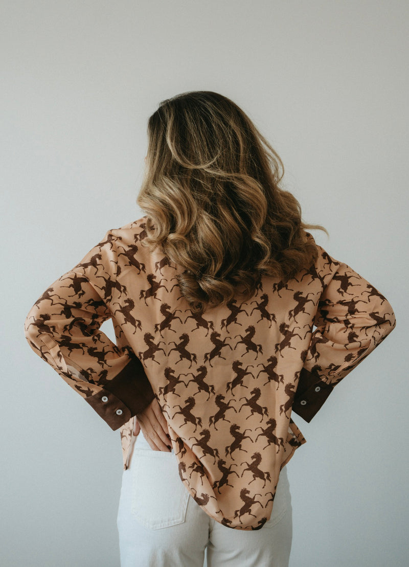 SATIN Shirt Galloping Horse