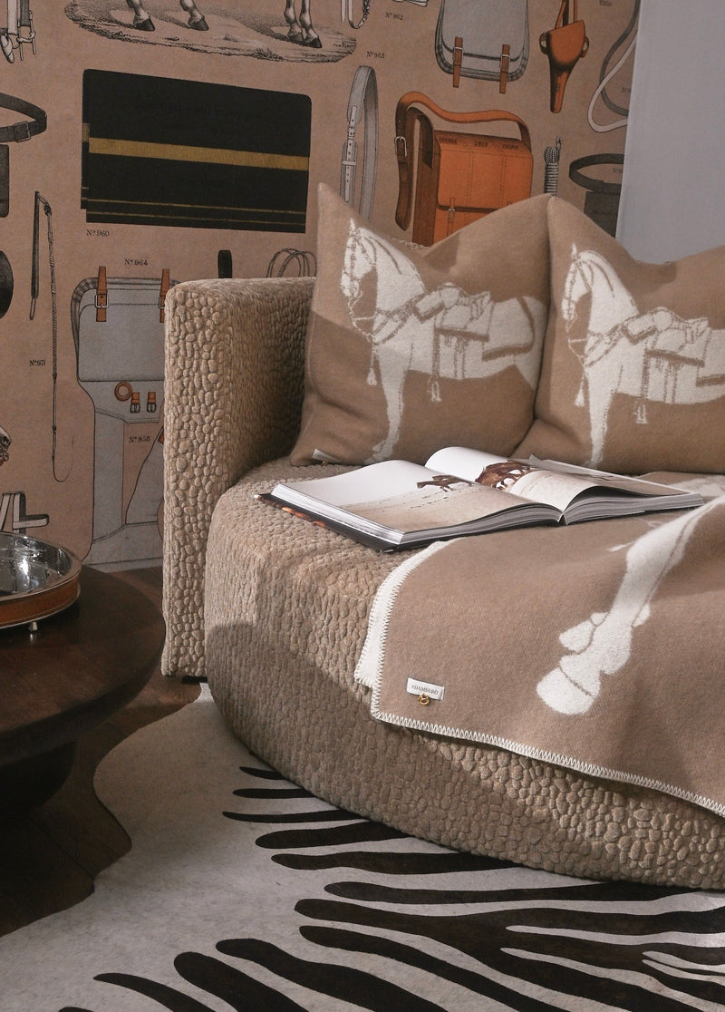 Horses Cushion- 100% New Zealand Lambswool