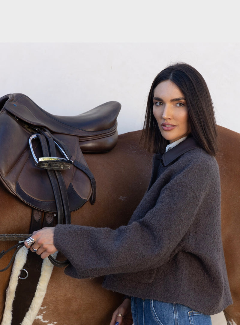 Exclusive  Bouclé Wool Jacket – Brown