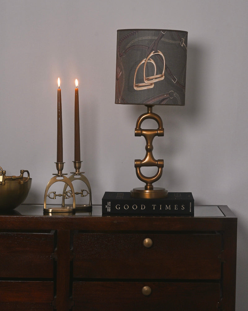 BIT Lamp stand Brass including Olive Green Tressage lampshade