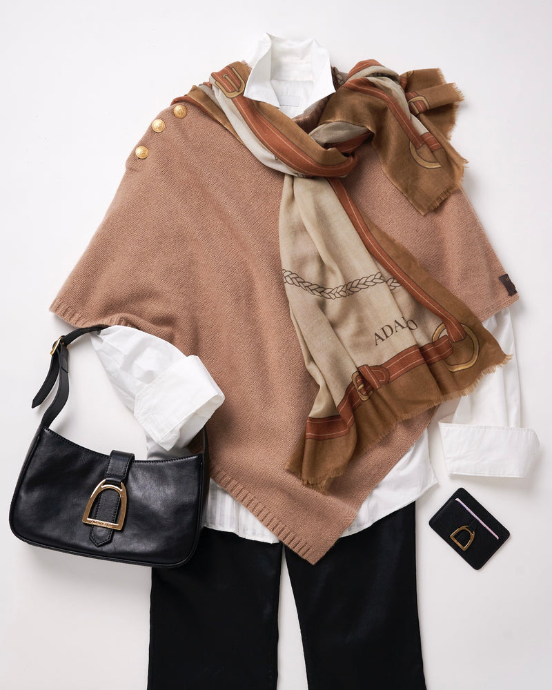 Solid Poncho Cashmere Camel