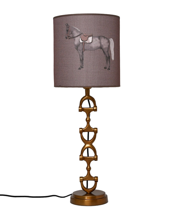 Snaffle Bit Lamp stand  Brass including Mud Linnen Petit Horse Lampshade.